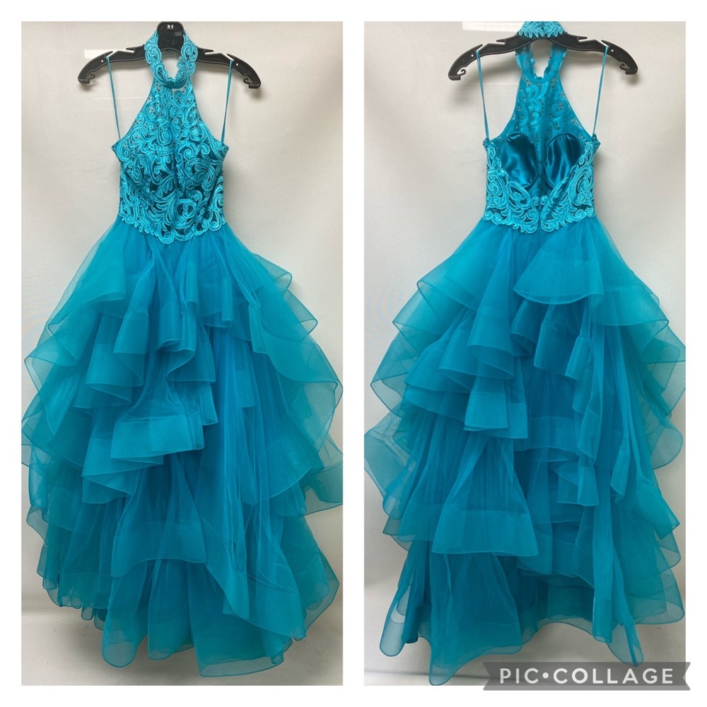 Ellie Wiled by MonCheri sleeveless tulle and lace halter gown - Picture 6 of 10